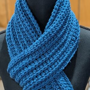 Elegant Blue Crochet Scarf